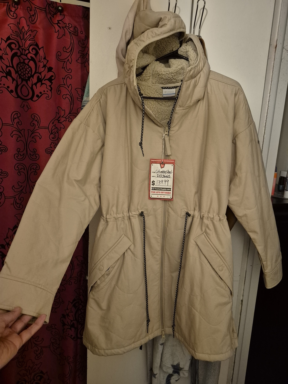 Columbia Tan Hooded Sherpa-Lined Puffer Parka